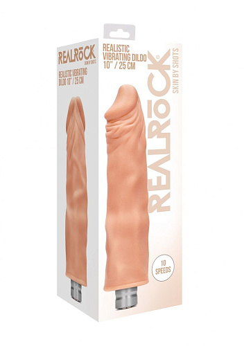 Телесный вибратор-реалистик Shots Media BV Vibrating Dildo REA089FLE (27,5 см)