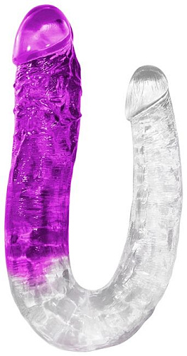 Прозрачно-фиолетовый изогнутый двусторонний фаллоимитатор NMC 111825 (39 см)