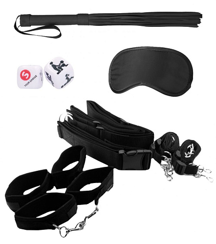 Чёрный игровой набор БДСМ Shots Media BV Bondage Belt Restraint System OU379BLK