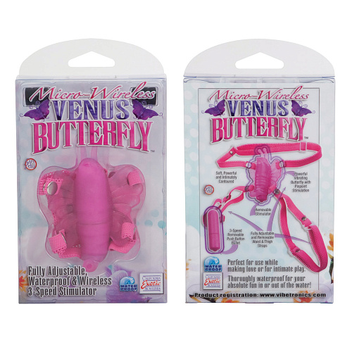 Вибробабочка розового цвета на ремешках California Exotic Novelties Micro Wireless Venus Butterfly SE-0601-26-3