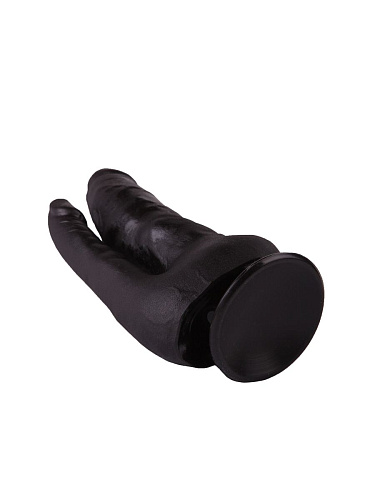 Двойной фаллоимитатор чёрного цвета на присоске LOVETOY (А-Полимер) 404700 (17 см)