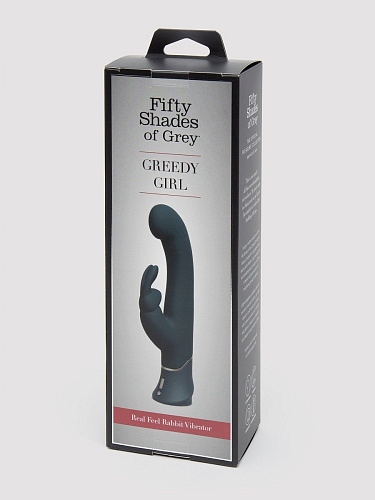 Темно-синий вибратор-кролик Fifty Shades of Grey Greedy Girl Real-Feel Rabbit Vibrator FS-80006 (25,4 см)