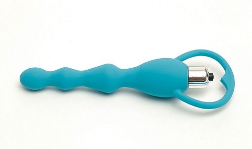 Голубой силиконовый анальный вибростимулятор с ограничителем 4sexdreaM 47497 (17,5 см)