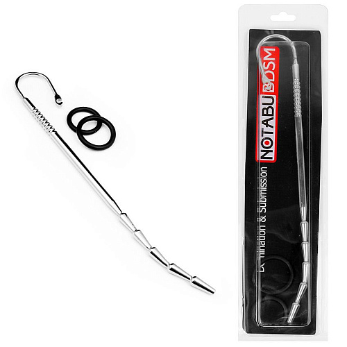 Стимулятор уретры с изогнутым кончиком и 2 фиксирующими кольцами Bior toys NTU-80420