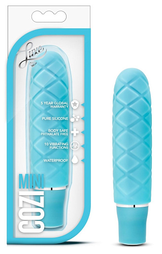 Ребристый голубой вибратор Blush Novelties Cozi Mini BL-42902 (12 см)