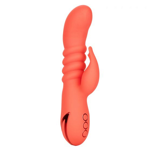 Оранжевый вибратор с функцией поступательного движения California Exotic Novelties Orange County Cutie SE-4350-35-3
