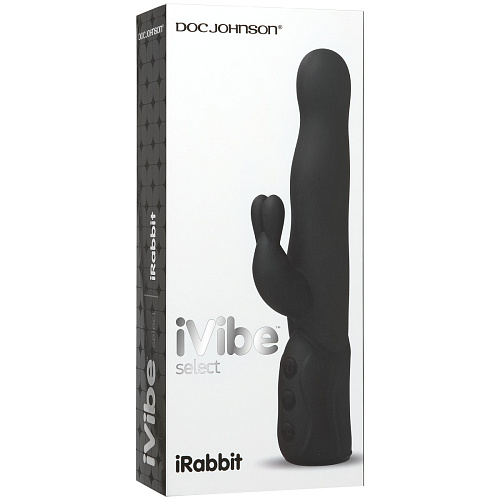 Чёрный хай-тек вибромассажер Doc Johnson iVibe Select iRabbit 6027-02-BX (26 см)