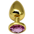 Золотистая пробка с розовым кристаллом Eroticon P3405M-12 (9 см)