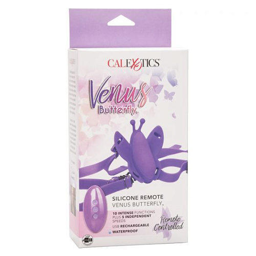 Фиолетовая вибробабочка на ремешках California Exotic Novelties Silicone Remote Venus Butterfly SE-0582-55-3