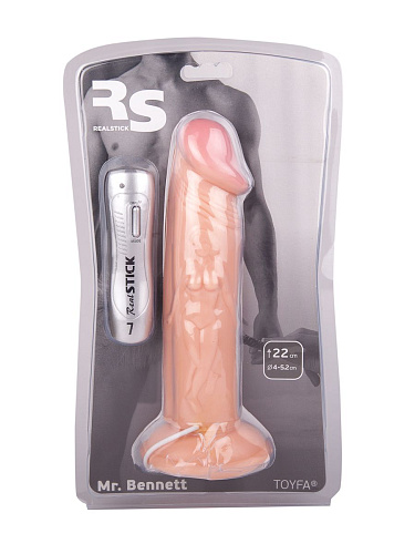 Вибратор с фигурками мужчины и женщины на стволе телесного цвета ToyFa 581012 (20 см)