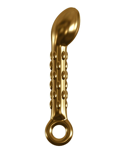 Золотистый стеклянный вибромассажёр для стимуляции G-точки у женщин и P-точки у мужчин Pipedream G07 PD2986-27