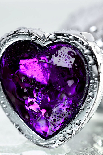 Серебристая коническая анальная пробка с фиолетовым кристаллом ToyFa 717014-4 (7 см)