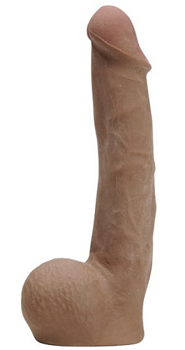 Бежевый реалистичный фаллоимитатор-мулат из материала CyberSkin Topco Sales CyberCock with Balls Dark 1004397 (20,3 см)