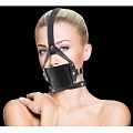 Чёрный кожаный кляп Shots Media BV Leather Mouth Gag OU148BLK