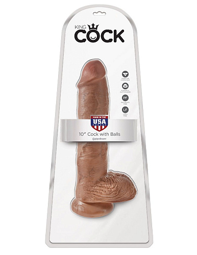 Кофейный фаллоимитатор-мулат с мошонкой на присоске Pipedream 10 Cock with Balls PD5509-22 (25,4 см)