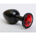 Чёрная анальная пробка с красным стразом 4sexdreaM 47412-2 (7,6 см)