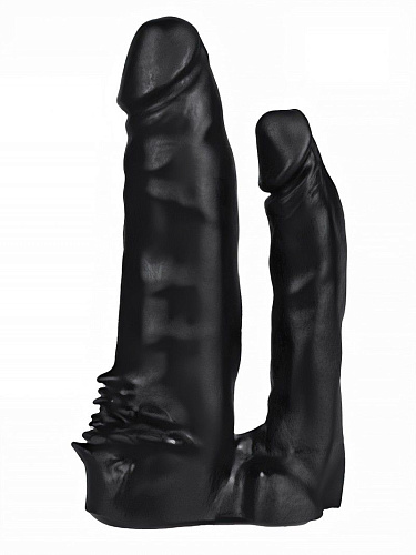 Чёрная двойная насадка HARNESS для трусиков с плагом Сумерки богов №11 353-11 BX DD (17 см)