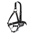 Кляп-рамка со сбруей на голову из черных кожаных ремешков Sitabella 3009-1