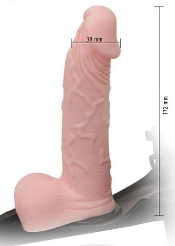 Телесный страпон с грушей на чёрных трусиках Eroticon First Help 30450 (17,2 см)