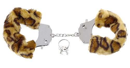 Наручники металлические с гепардовым мехом Pipedream Original Furry Cuffs PD3804-39