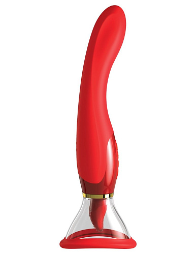 Красный двухсторонний вибростимулятор Pipedream Ultimate Pleasure 24K Gold Luxury Edition PD4943-15 (25 см)