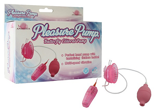 Розовая помпа с вибрацией Howells Pleasure Pump Butterfly Clitoral 54002-pink