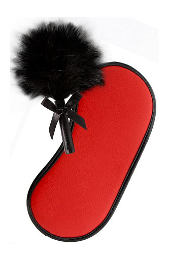 Красно-чёрный набор для игры — маска на глаза и пуховая кисточка Blush Novelties Two-Toned Blindfold and Tickler 520038