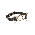 Золотистый расширитель для рта на чёрных ремешках Pipedream Gold Deluxe Spider Gag PD3995-27