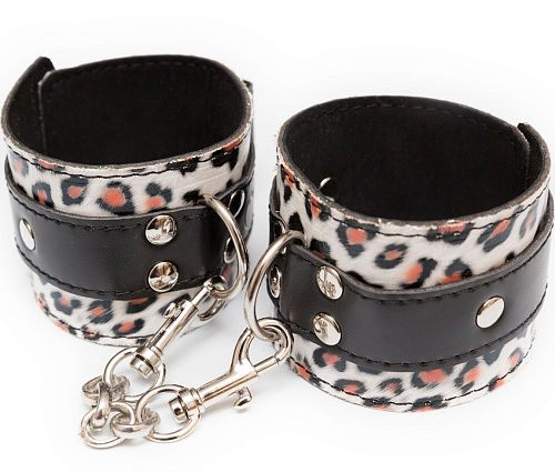 Наручи леопардовой расцветки с карабинами Пикантные штучки DP298