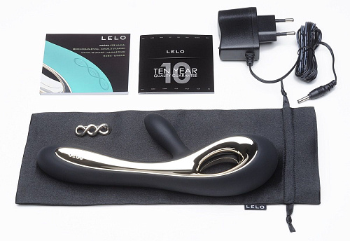 Чёрный вибратор с клиторальным отростком Lelo Soraya Black LEL1594 (22 см)