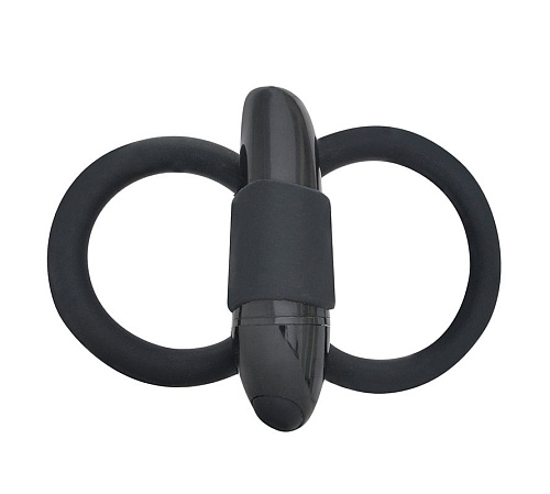 Чёрное эрекционное кольцо с подхватом и вибростимулятором Seven Creations MOJO APEIROS VIBRATING COCK / BALLS RING 50883