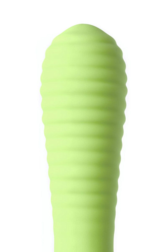 Лаймовый мини-вибратор с рёбрами S-HANDE MINI 2 SHD-050-2G (11,8 см)