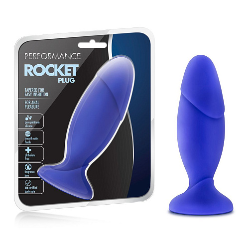 Синяя пробка-фаллос Blush Novelties Performance Rocket Plug BL-12342 (17,8 см)