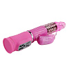 Розовый вибратор с ротацией и клиторальным кроликом Baile BW-058005-0101 (28 см)