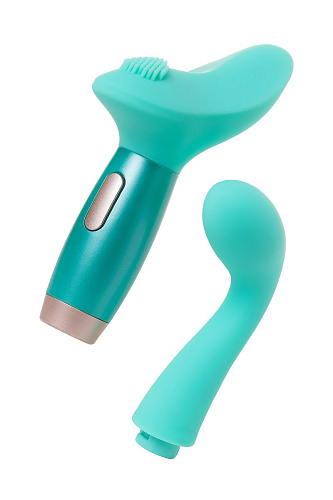 Нереалистичный зелёный вибратор с 2 сменными насадками Le Stelle PERKS SERIES EX-4 LS12212