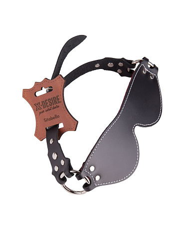 Чёрная маска из натуральной кожи с контрастной строчкой по краю Sitabella 3175-1