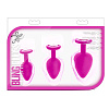 Набор розовых анальных пробок с прозрачным кристаллом-сердечком Blush Novelties Bling Plugs Training Kit BL-395830