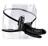 Чёрный страпон Pipedream Double PenetratoVibrating Hollow Strap-On PD3385-23