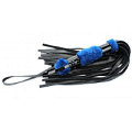 Чёрная нежная плеть с синим мехом БДСМ арсенал BDSM Light 740003 (43 см)
