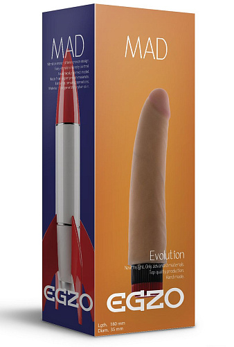 Реалистичный мультискоростной вибратор без мошонки EGZO Mad Rocket VNS002 (18 см)