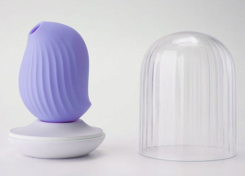 Сиреневый вакуум-волновой стимулятор с вибрацией и базой-ночником Cuddly Bird CB-PR