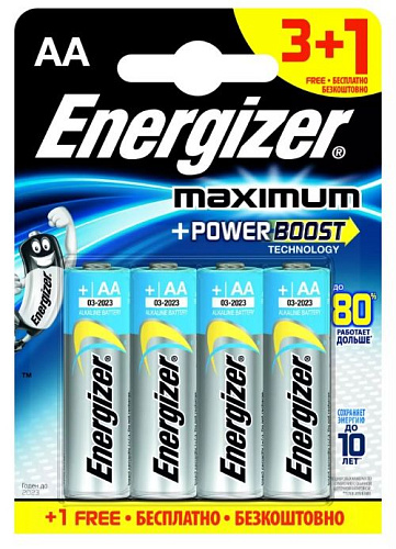 Батарейки Energizer MAX E91/AA E300247800 (тип AA, 4 шт [3+1 в подарок])