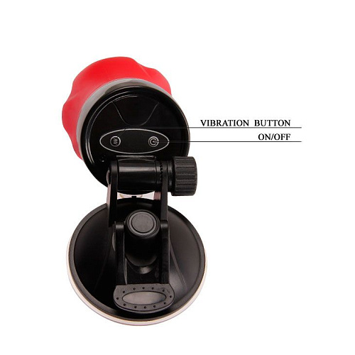 Красно-чёрный мастурбатор-вагина с 12 режимами вибрации и присоской Baile Flora BM-00900T47Z