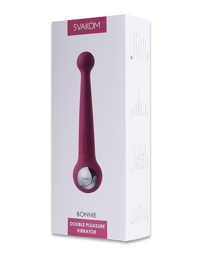 Ярко-розовый вибратор с 2 моторами и гнущейся головкой Svakom Bonnie Plum Red S1 (20 см)