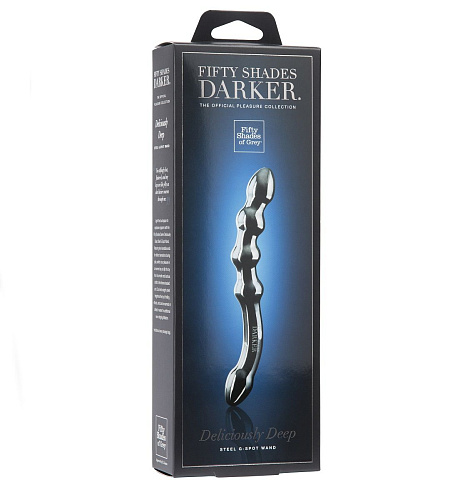 Стальной серебристый изогнутый стимулятор G-точки Fifty Shades of Grey DARKER DELICIOULSY DEEP STEEL G-SPOT DILDO FS-63950 (25,4 см)