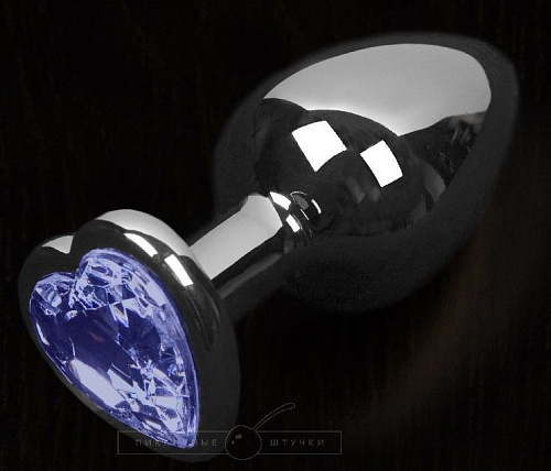 Графитовая анальная пробка с синим кристаллом в виде сердечка Пикантные штучки DPBP039SGBLUE (6 см)