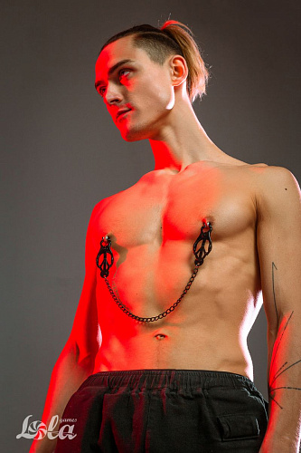 Чёрные зажимы на соски с цепочкой Lola toys Darkside 1136-01lola