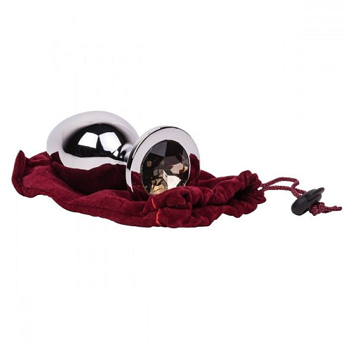 Большой стальной плаг с серым кристаллом Erotic Fantasy Silver Rain EF-HM-019 (9,5 см)
