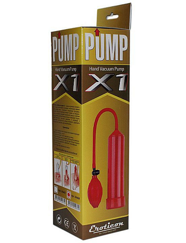 Красная вакуумная помпа с грушей Eroticon PUMP X1 30468