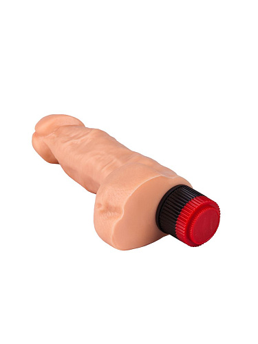 Гелевый вибромассажёр с мошонкой телесного цвета LOVETOY (А-Полимер) 111200 (17,8 см)